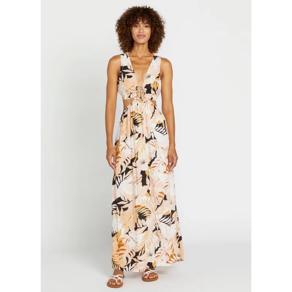 NWT Volcom Vintage Printed Maxi Dress XXL Beach Boho Vacation Resort Casual - Picture 1 of 16